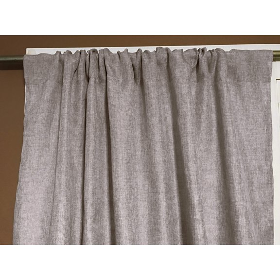 Faux Burlap Texture Polyester Solid Single Curtain Panel 58 Inch Wide Frosted Wheat