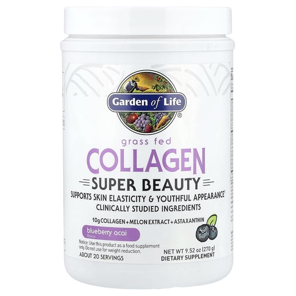 Garden of Life Grass Fed Collagen Super Beauty - Blueberry Acai 9.52 oz Pwdr