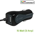 thumbnail image 6 of Cellet Car Charger for AT&T Radiant Max 5G (15W/3 Amp High Powered Car Charger Power Adapter with Extra USB Port and Attached Coiled Cable) - 6 Feet, 6 of 9