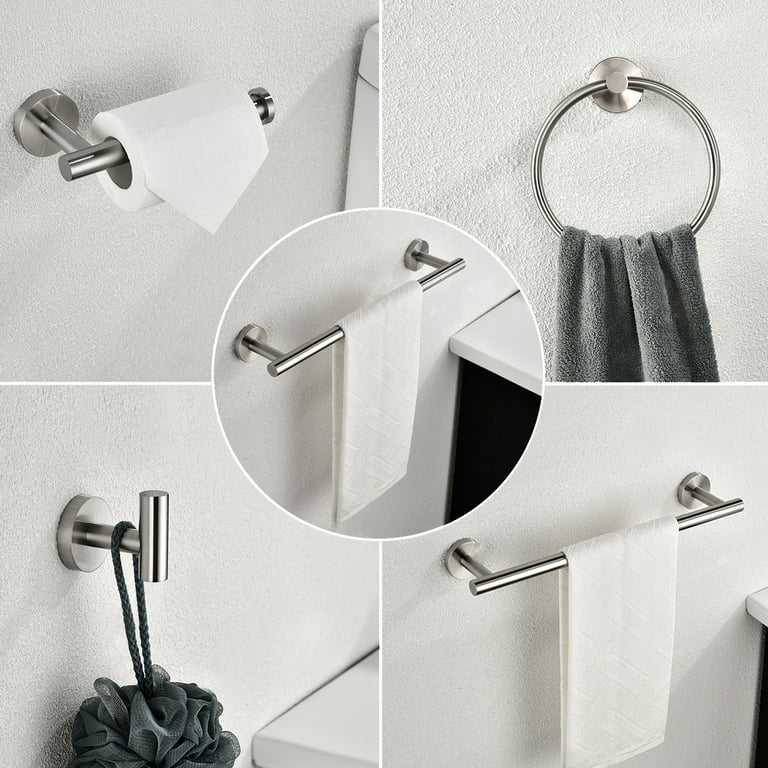 6-Piece Wall Mounted Bathroom Hardware Set - Brushed Nickel