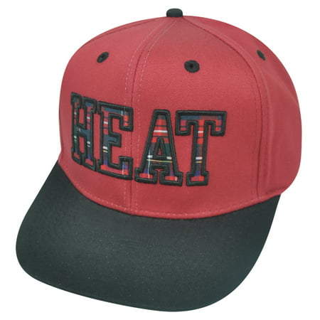 NBA Miami Heat Flatter Snapback Flat Bill HWC Plaid Two Tone Hat Cap Basketball