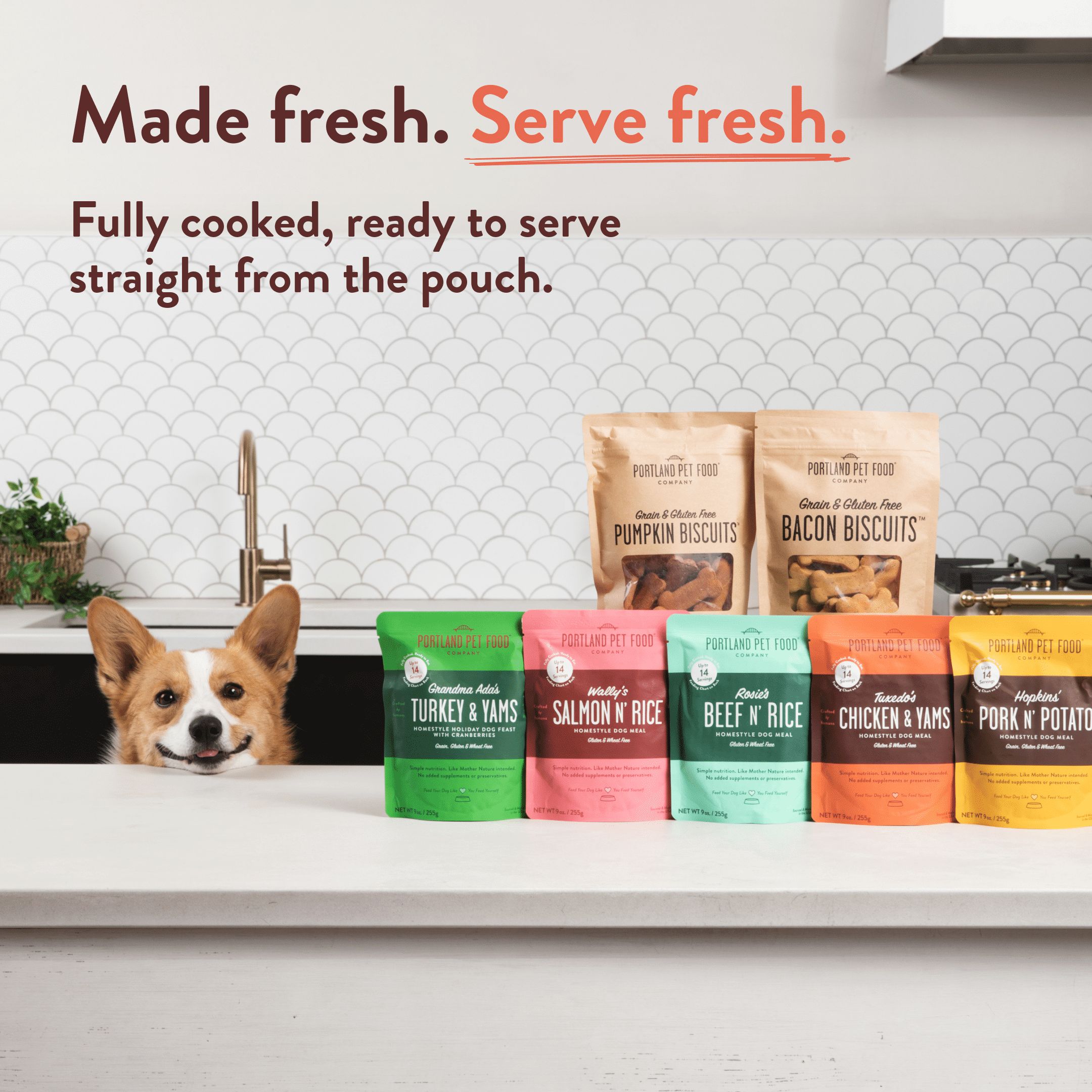 Portland Pet Food Company Tuxedo’s Chicken & Yams Fresh Dog Food Pouches - Human-Grade, Gluten-Free Wet Pet Meal Topper & Mixers - Large & Small Breed Puppy & Senior Dogs - Made in The USA - 8 Pack