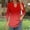Red, variant on EchfiProm Fall Tops for Women V-Neck 3/4 Sleeve Shirts Blue Gradient Blouse Tunic Ladies