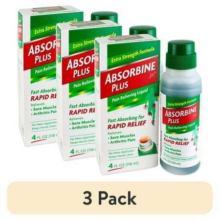 (3 pack) Absorbine Jr. Plus Spray Fast Absorbing Arthritis & Sore Body Muscles Pain Reliever, 4 oz