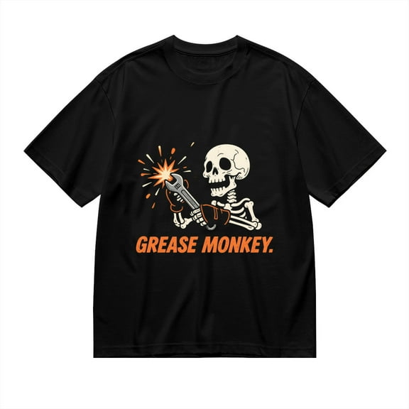 T Shirt for Men, Grease Monkey, Skull Mechanic Print, Vintage Graphic Tees Men, 23931506,S