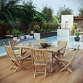 thumbnail image 2 of Modern Contemporary Urban Design Outdoor Patio Balcony Garden Furniture Side Dining Chair and Table Set, Wood, Natural, 2 of 8