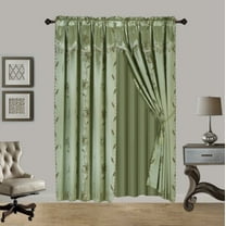 NADA Sage green color 8 piece complete set window curtain panels, matching valance   tie backs top rod pocket 120" W X 84" L