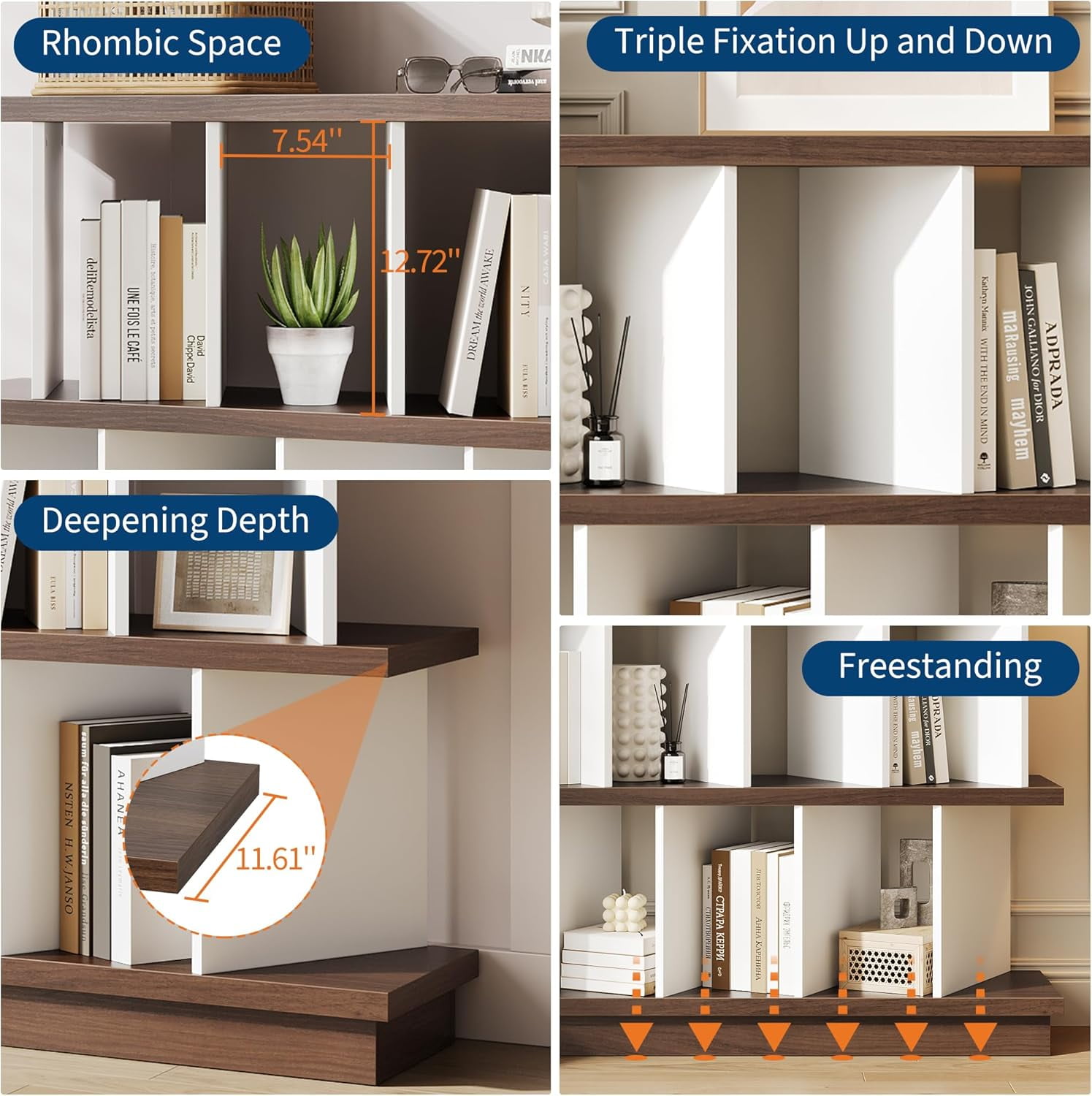 Memoryfield 8 Cube Storage Shelf Organizer, Display Storage Bookcase, Open Cube Bookshelf with 10 Removable Back Panels, for Living Room, Bedroom, White