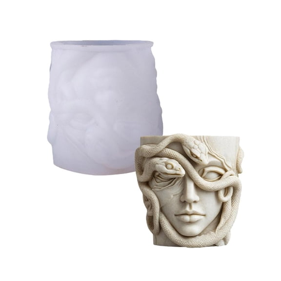 Osdhezcn Flexible Silicone Gorgon Planter Mould Easy Demolding Accessory With Cement Concrete Crafting