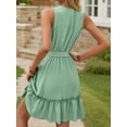 thumbnail image 5 of HVEOO V-Neck Summer Casual Beach Dress for Women 2025 Vacation Women's Sleeveless Sundress, Green Size M, 5 of 6
