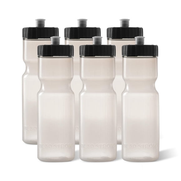 Botellas de agua deportivas, 50 botellas de agua fuertes, 22 onzas, sin BPA, paquete de 6, transparentes