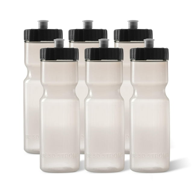Botellas de agua deportivas, 50 botellas de agua fuertes, 22 onzas, sin BPA, paquete de 6, transparentes