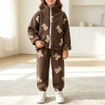 thumbnail image 4 of Cethrio Girls Winter Pajama Sets, Breathable Thermal Long Sleeve 2 Piece Girls' Sleepwear Brown Size 12-13 T, 4 of 5