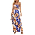 thumbnail image 1 of Vestido de cola de pez amarillo con tirantes para citas elegantes y vacaciones - Traje de falda con estampado floral talla XL, 1 of 6