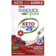 Angle View: SlimQuick KETO Extra Strength Drink Mix, Mixed Berry, 26 Count