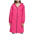 thumbnail image 3 of GEWSEY Women's Long Rain Jacket Waterproof Lightweight Hooded Raincoat Packable Knee Length Rain coat (Red1, 3XL), 3 of 8