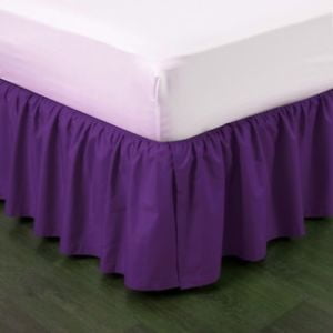 Cal-King Purple Pleated Dust Ruffled Bed Skirt Bedding Bed Dressing with Split/Open Corners and Easy Fit 14" Drop