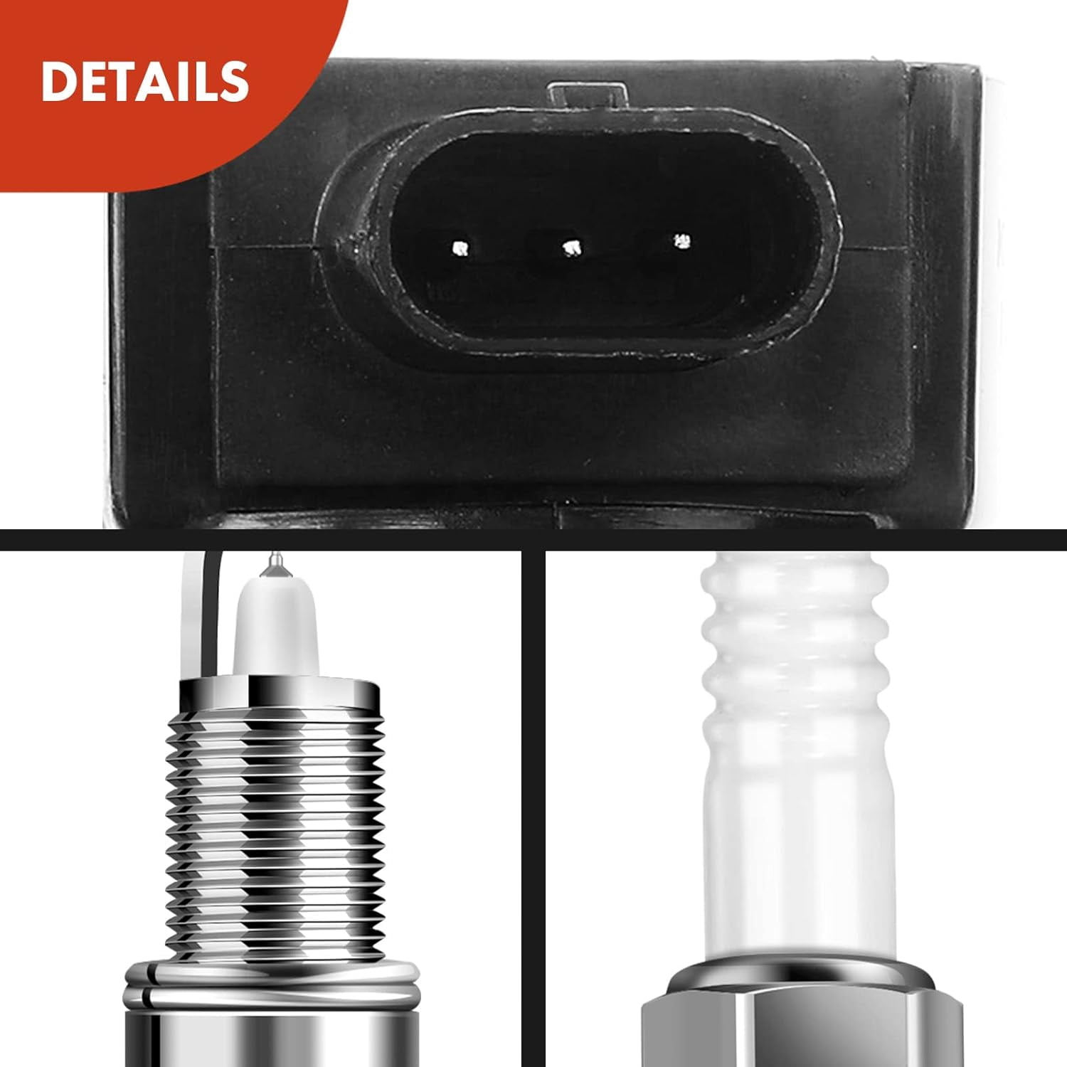A-Premium Set of 6 (Black) Ignition Coil Pack Iridium Spark Plug Compatible with Chrysler 300 2006-2010, Sebring 2006-2010, Town & Country 2008-2010 & Dodge Avenger 2008-2010