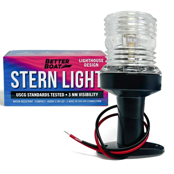 Boat Anchor Light, 5" LED Stern Light, USCG Tested Waterproof Marine Navigation Light, 3NM White All-Around Lighthouse, LED Accessory for Boats