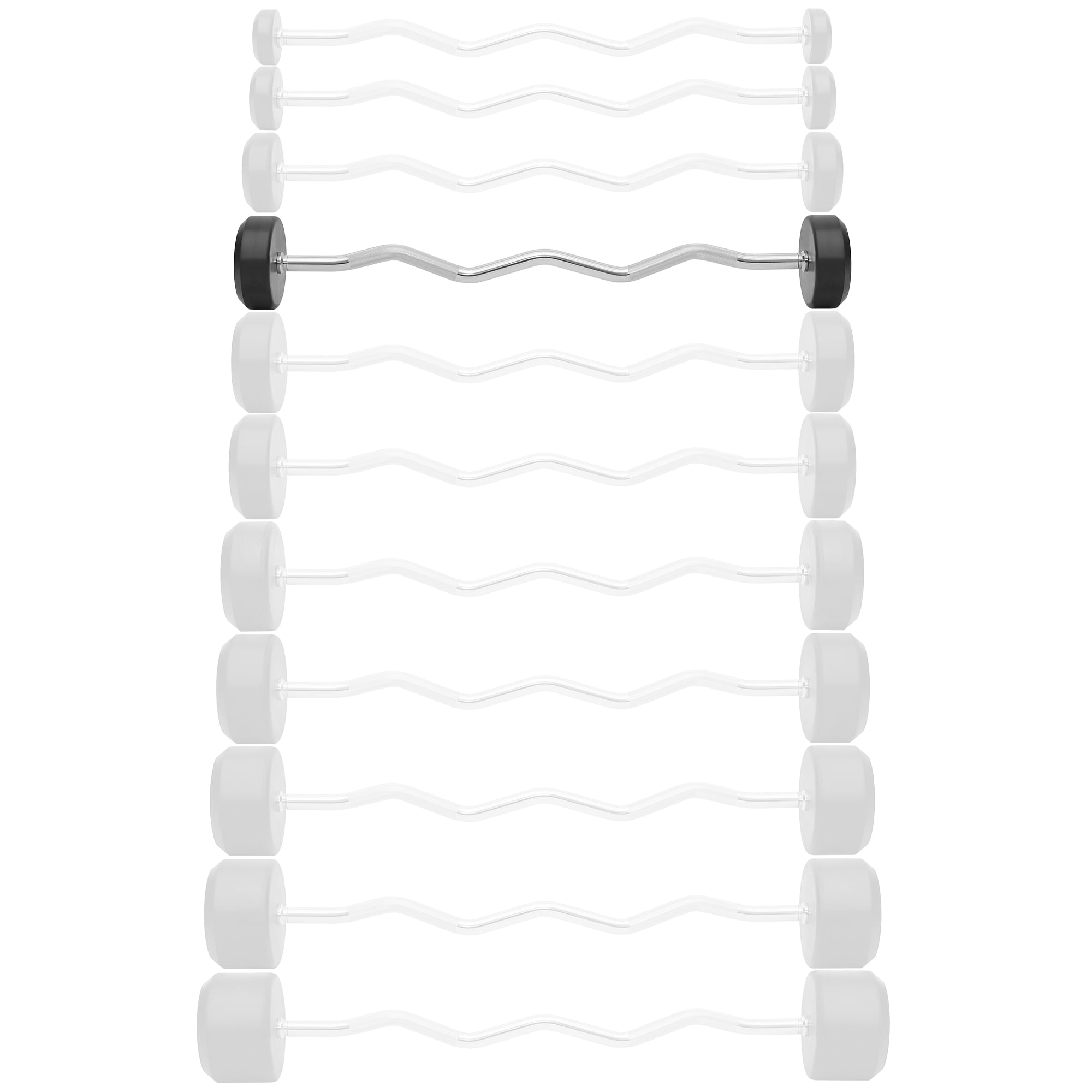 Philosophy Gym Rubber Fixed Barbell, 40 LB Pre-Loaded Weight EZ Curl Bar for Strength Training & Weightlifting