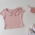 thumbnail image 2 of Landzoo Girls Back To School T-Shirt Solid Color Short Sleeve Crew Neck Autumn Layering Girls Tees, 2 of 3