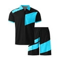 thumbnail image 4 of VBTAPA Sales of The Day! Men's Polo Shirt and Shorts Set Summer Casual Outfits Hawaiian Matching Suit for Men 2 Piece Color Block Tracksuit Sets Sky Blue XXL, 4 of 9