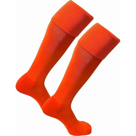 J4K Inc Soccer Socks – Moisture‑Wicking Knee‑High Performance Fit, Adult (Shoe Size 8–13), 3‑Pack, Orange