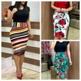 thumbnail image 2 of POINTERTECK Robe Crayon Rétro pour Femmes Manches Courtes Imprimé Floral Midi, 2 of 2
