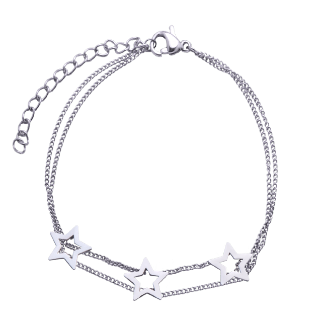 Pulsera para Mujer con Dijes de Estrella LuckyLy, Acero Inoxidable, Modelo Sima plateado UNITALLA