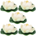 thumbnail image 1 of 5Set Artificial Floating Lotus Decor Light Yellow Lotus Shape EVA Material Waterproof for Garden Ornament, 1 of 9