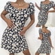 thumbnail image 2 of Moda mujer Sling Flower Falda de un hombro Daisy Puff Sleeve Floral Sling Dress Pompotops  qwe13182, 2 of 9