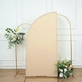 thumbnail image 3 of Balsa Circle 6x3 feet Matte Beige Fitted Spandex Half Moon Wedding Arch Backdrop Stand Cover Party Events Decorations, 3 of 8