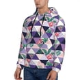 thumbnail image 3 of Uemuo Plaid Flamingo Pattern Men's Hoodie - Casual Pullover Hoodie with Kangaroo Pocket, Stylish Hooded Sweatshirt for Everyday Wear-Large, 3 of 7