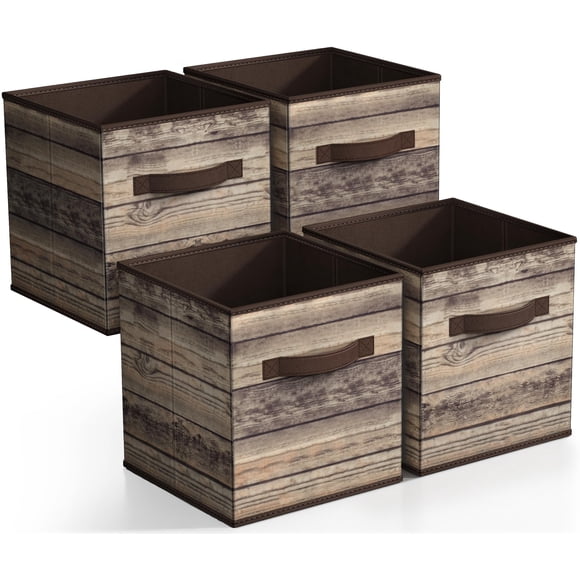 Sorbus Contenedores de almacenamiento plegables – Cubos de almacenamiento de tela plegables resistentes de 11 pulgadas con asa – 4 cestas para organizar ropa y juguetes – Cestas de organización y alma