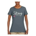thumbnail image 2 of Wild Bobby Strong Joshua 1:9 Breast Cancer Breast Cancer Awareness Women Graphic Tee, Charcoal, X-Large, 2 of 6