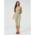 thumbnail image 4 of IBTOM CASTLE Capri Workout Sets for Women V Neck Halter Sports Bra High Waist Capri Leggings 2 Piece Yoga Pilates Outfits Green, 4 of 4