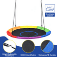 thumbnail image 2 of KloKick 60" Extra Large Tree Swing for Kids & Adults - 900D Oxford Waterproof Saucer Swing with 2 Hanging Straps, Rainbow, 2 of 8