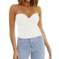 thumbnail image 3 of Womens Tube Tops Summer Outfits Beach Vacation Clothes Sweaters Strapless Sleeveless Tank Tops White M, 3 of 9