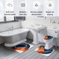 thumbnail image 5 of Navy Blue Burnt Orange Bath Mat 3 Piece Bathroom Rug Set, Boho Art Modern Geometric Non Slip Bath Rug Contour Mat and Toilet Lid Cover, Absorbent Shower Mats Soft Bath Rugs and Mats Sets, 5 of 8
