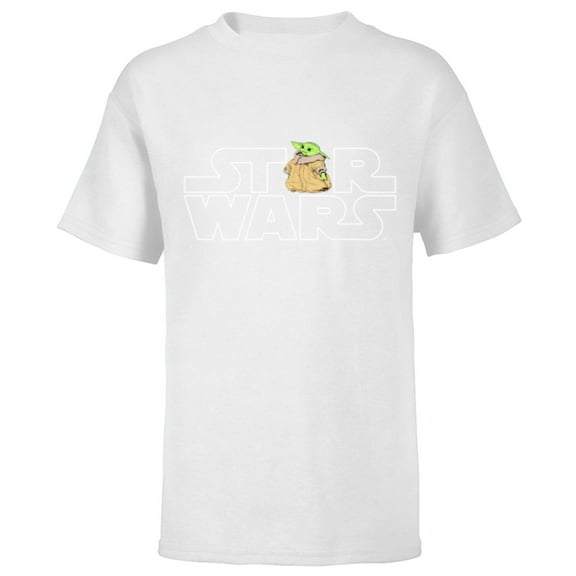 Star Wars Logo and The Child from The Mandalorian - Short Sleeve T-Shirt for Kids - Customized-White