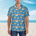 thumbnail image 2 of Sikiie Corgi Dog Face Print Men's Hawaiian Shirt, Summer Beach Button Pocket Short Sleeve T-Shirt,, 2 of 7