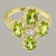 thumbnail image 5 of LBG British Made 10k Yellow Gold Cubic Zirconia & Peridot Womens Promise Ring - 33 size options - Size 4.5, 5 of 6