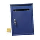 thumbnail image 5 of Buzón de pared con cerradura de llave, decorativo para casa adosada, de metal. azul, 5 of 9