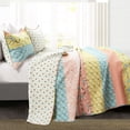 thumbnail image 2 of Royal Empire Quilt Azul / Coral Juego de 3 piezas King Lush Decor 16T004631, 2 of 2
