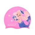 thumbnail image 1 of Gorro de natación de silicona con patrón de sirena rosa único, 1 of 5