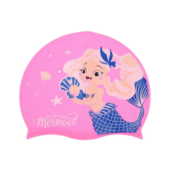 Unique Bargains 1 Pc Silicone Mermaid Pattern Swim Cap Rose Pink