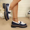 thumbnail image 4 of Gpaecead Women's Two Tone Platform Tassel Loafers Faux Leather Chunky Sole Slip On British Style Comfort Shoes For Work And Casual Blue, 4 of 8