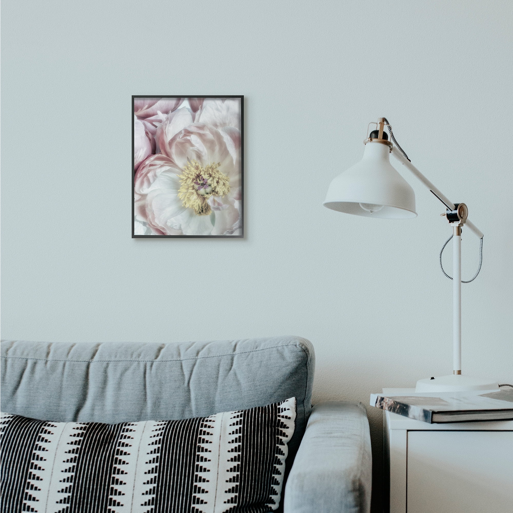 Stupell Industries Soft Flower Bloom Neutral Pink White Photograph Framed Wall Art by Dianne Poinski, 11" x 14", Black Framed