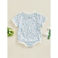 thumbnail image 2 of Mevireiy Baby Girl Easter Summer Romper Bunny Print Short Sleeve Onesie Bodysuit Outfits,Blue,0-3 Months, 2 of 6