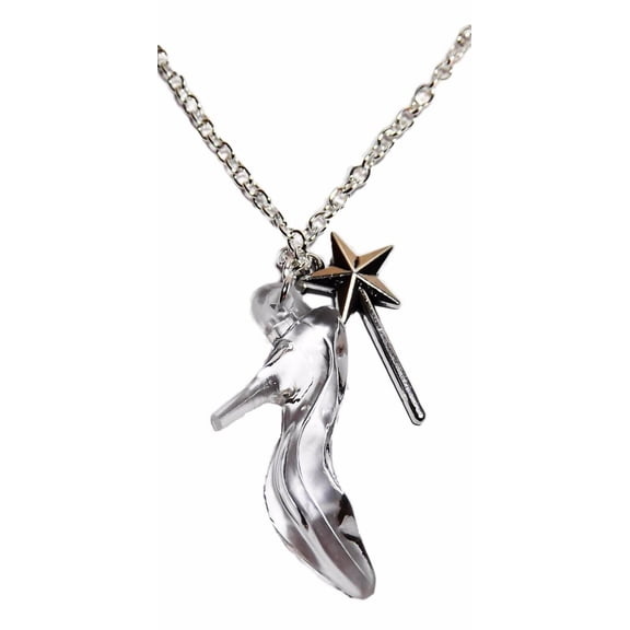 Cinderella's GLASS SLIPPER and MAGIC WAND Charm PENDANT on 20" Chain